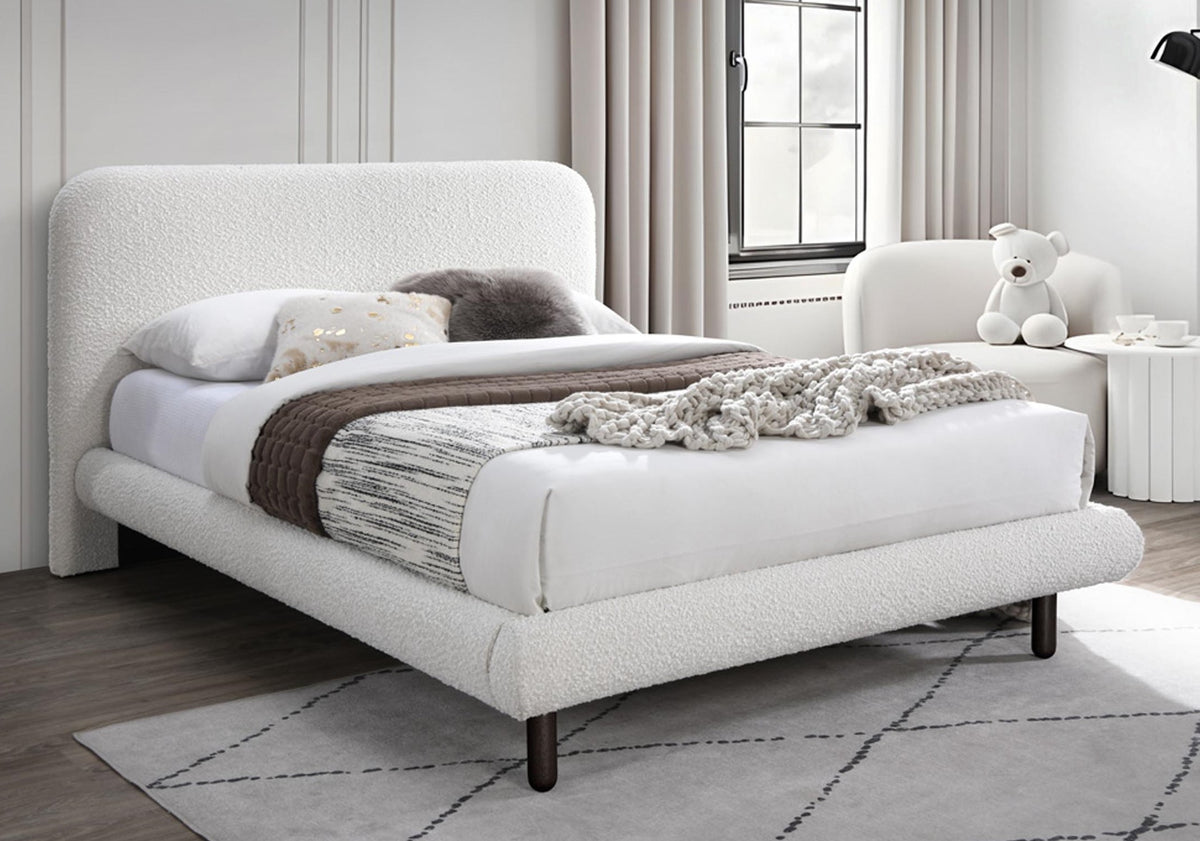 Bose Cream Boucle Fabric Bed Frame