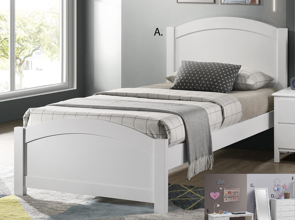 Zepe White Single Bed Frame