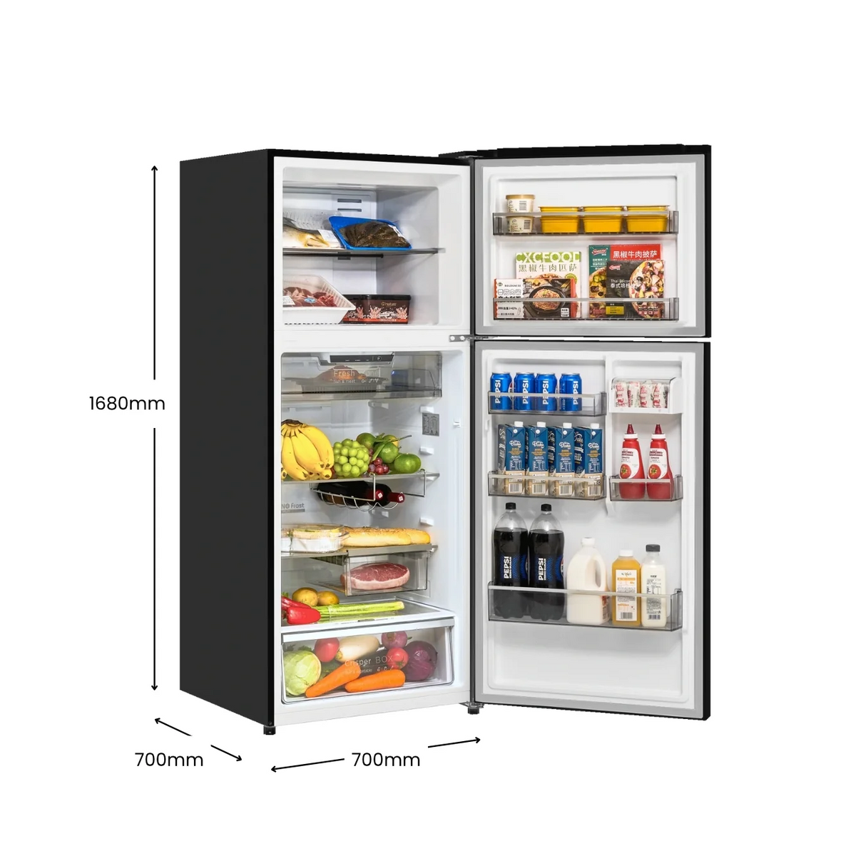 CHiQ 410L Inverter Frost Free Top Mount Fridge CTM407NB4 Black