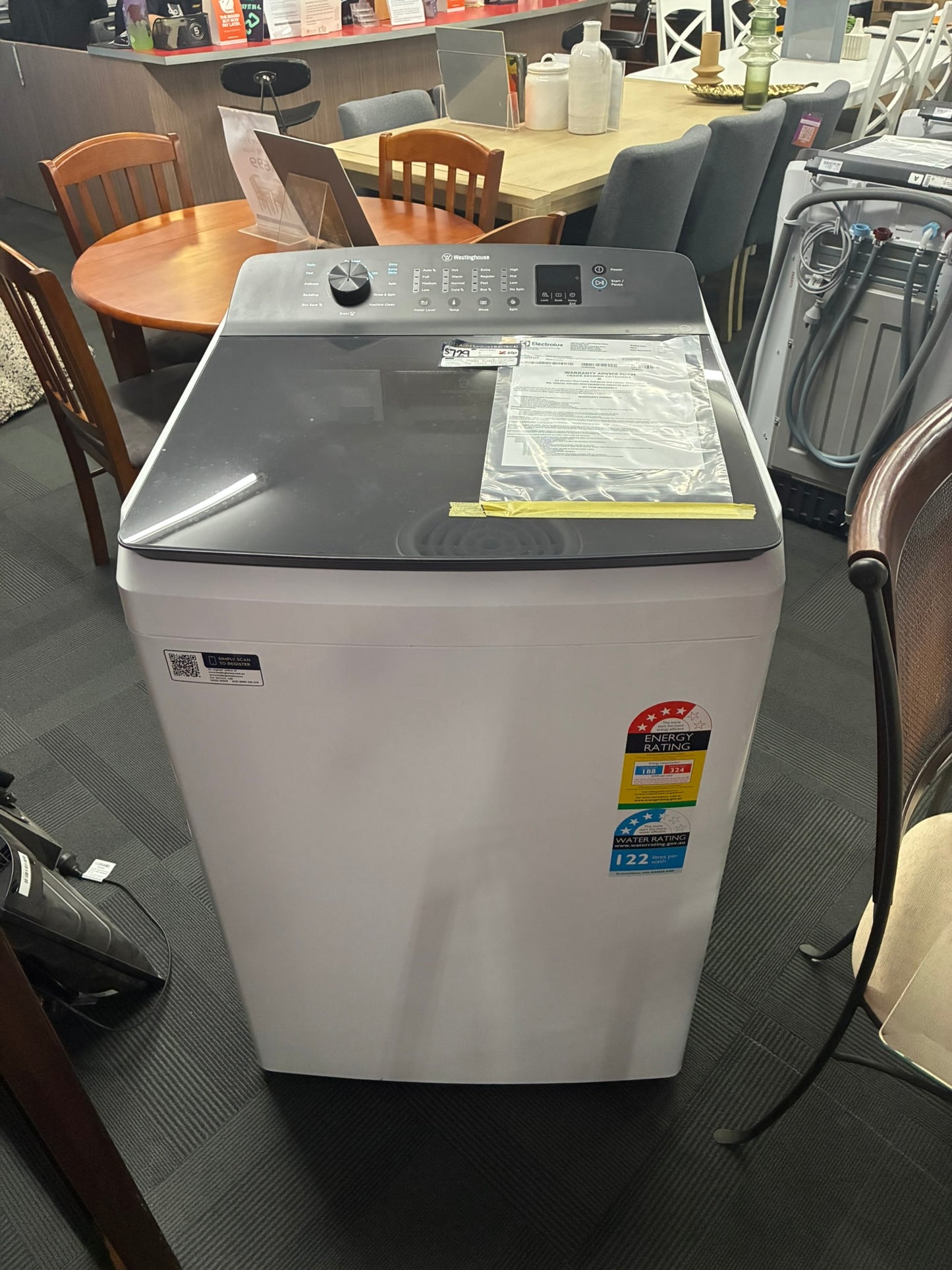 Westinghouse 10kg EasyCare 700 Top Load Washing Machine WWT1084C7SA Onyx — Factory Second (Category B)