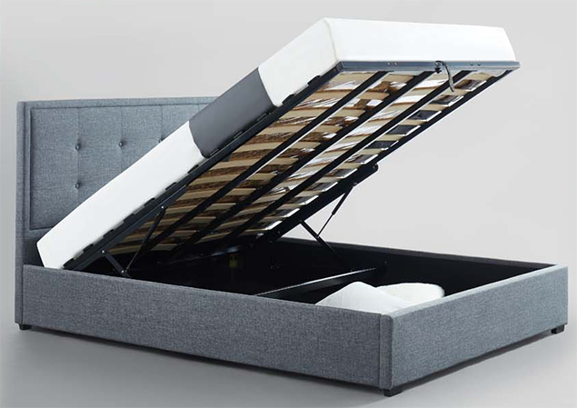 Maxis Charcoal Fabric Gas Lift Storage Bed Frame