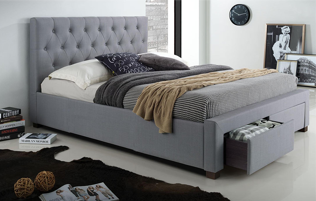 Neo Grey Fabric Storage Bed Frame