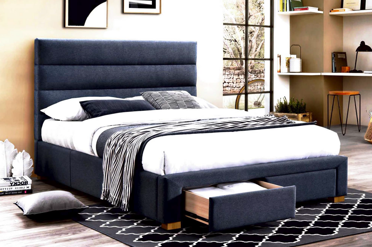 Argent Dark Grey Fabric Storage Bed Frame