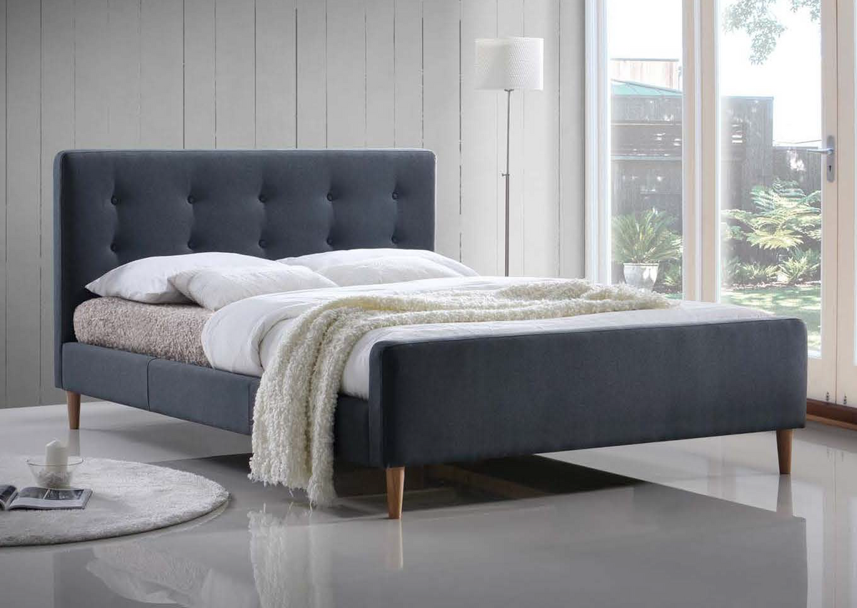 Carter Dark Grey Fabric Bed Frame