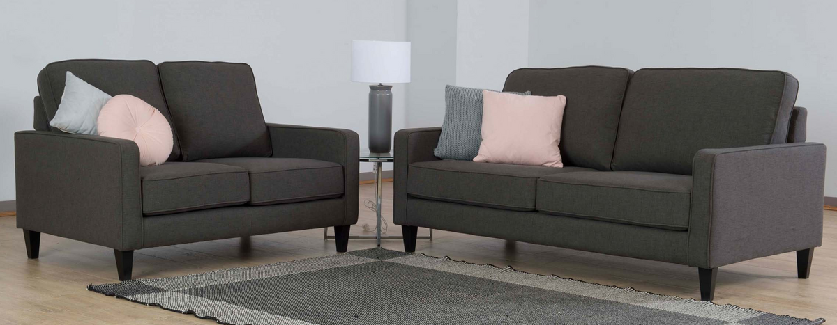 Coolier Charcoal Linen 2 + 3 Seater Lounge Suite