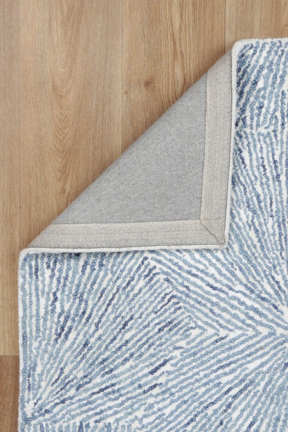 Astrid Hexagon Blue Wool Viscose Rug – 160cm x 230cm