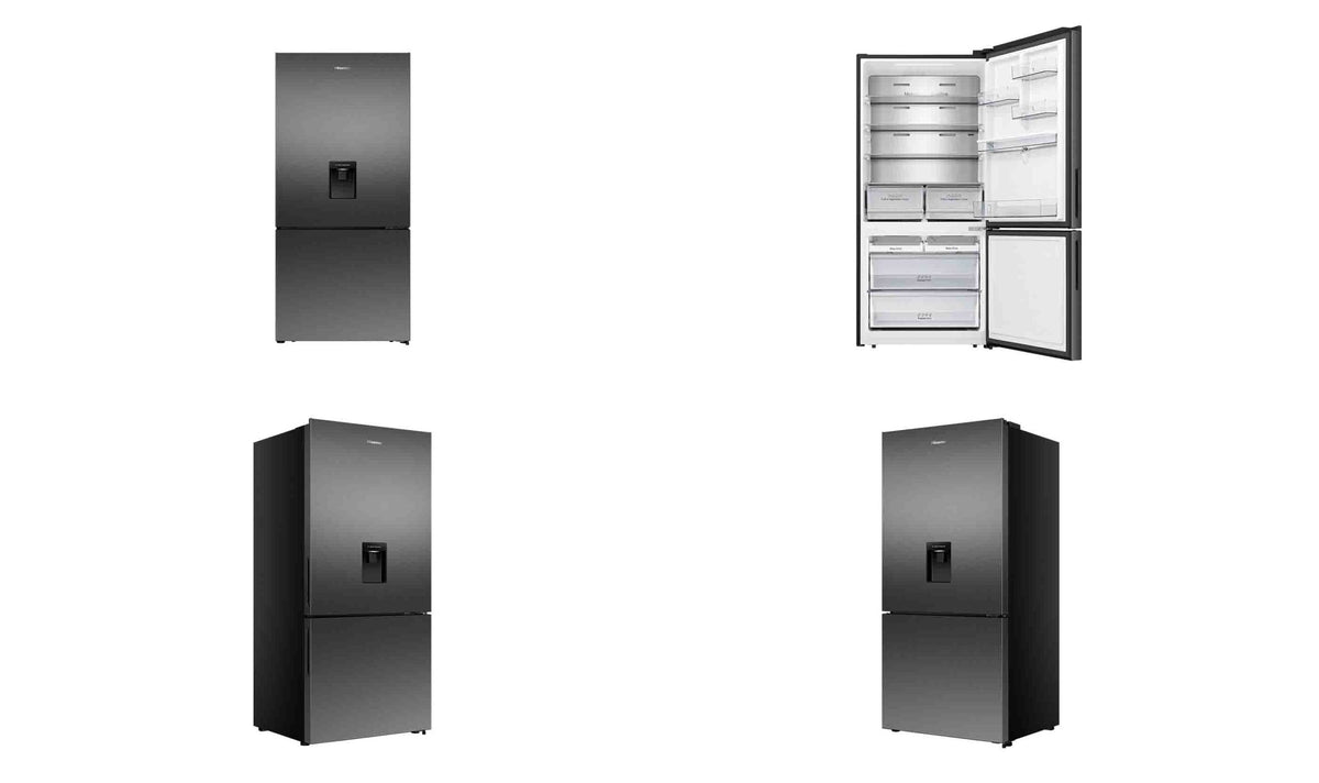Hisense 500L PureFlat Bottom Mount Fridge HRBM500TBW Dark Steel