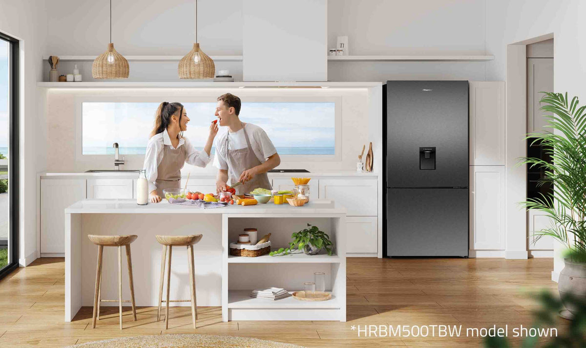 Hisense 500L PureFlat Bottom Mount Fridge HRBM500TBW Dark Steel