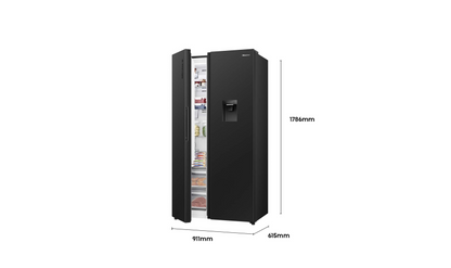 Hisense 541L PureFlat Side by Side Fridge Black HRSBS540BW
