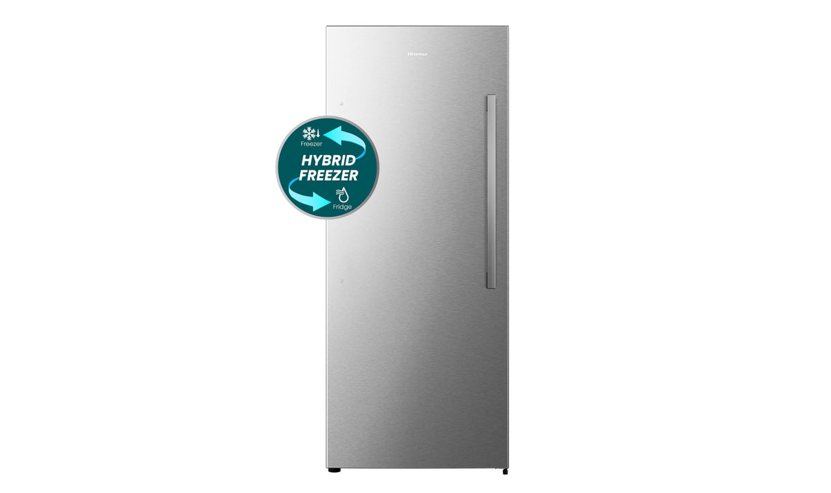 Hisense 384L Hybrid Upright Freezer HRVF384S Brushed Steel