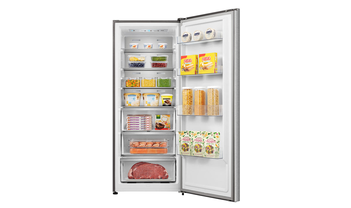 Hisense 384L Hybrid Upright Freezer HRVF384S Brushed Steel