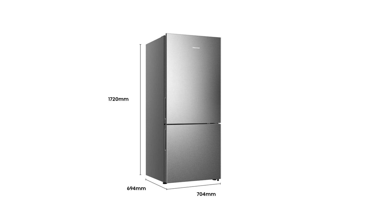 Hisense 417L Bottom Mount Fridge HRBM418S Stainless Steel