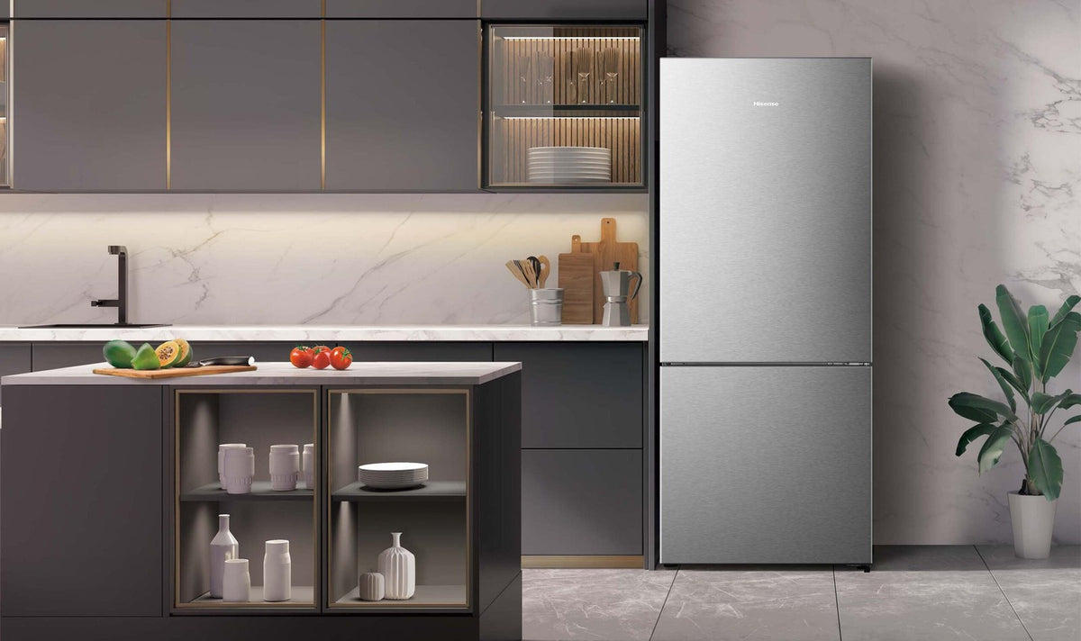 Hisense 417L Bottom Mount Fridge HRBM418S Stainless Steel