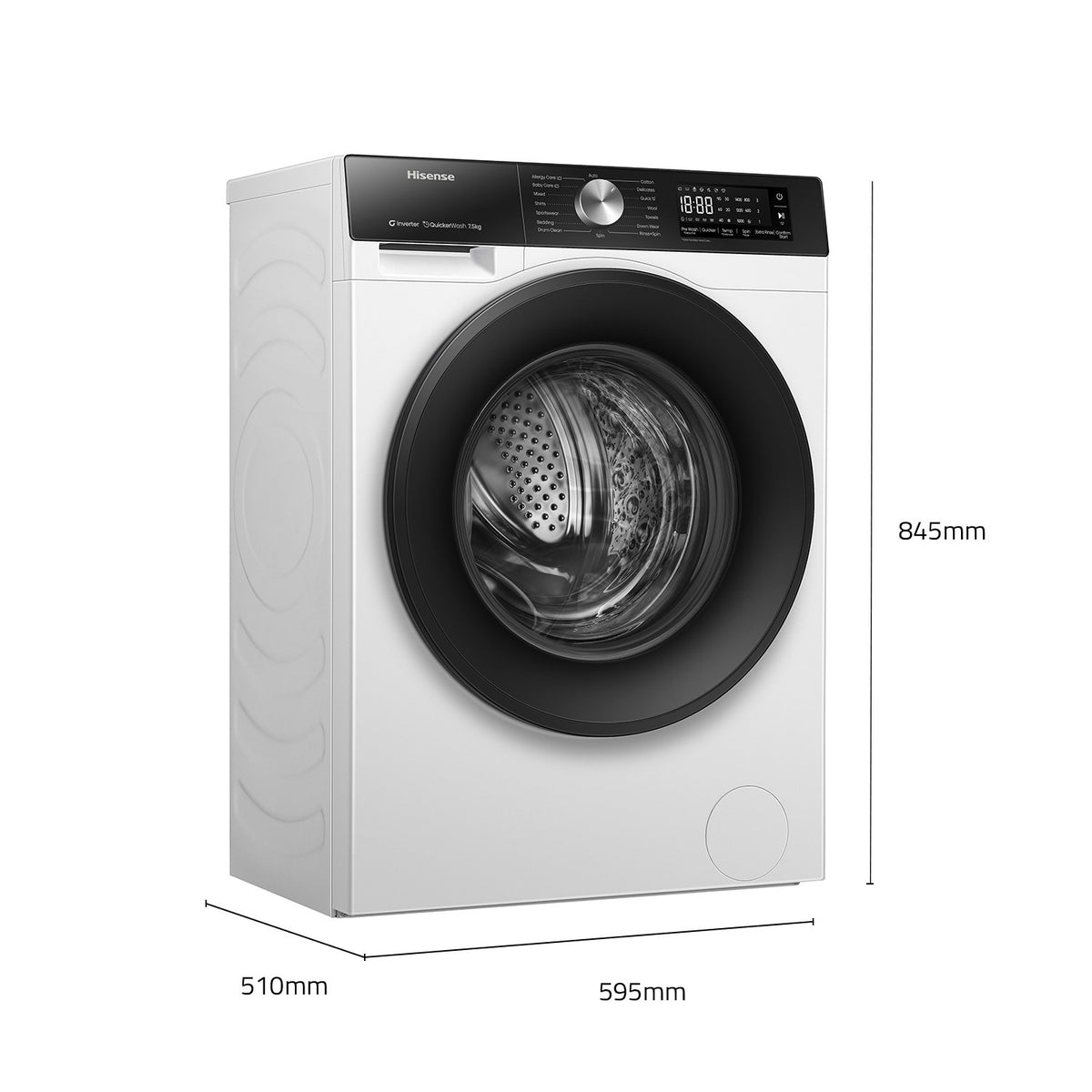 Hisense 7.5kg Front Load Washing Machine HWF3S7514X White