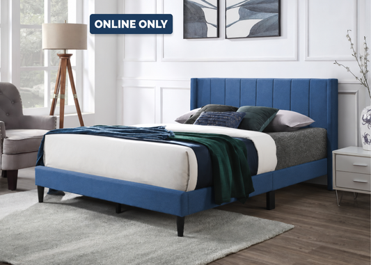 Samson Blue Fabric Double Bed Frame - Limited Stock