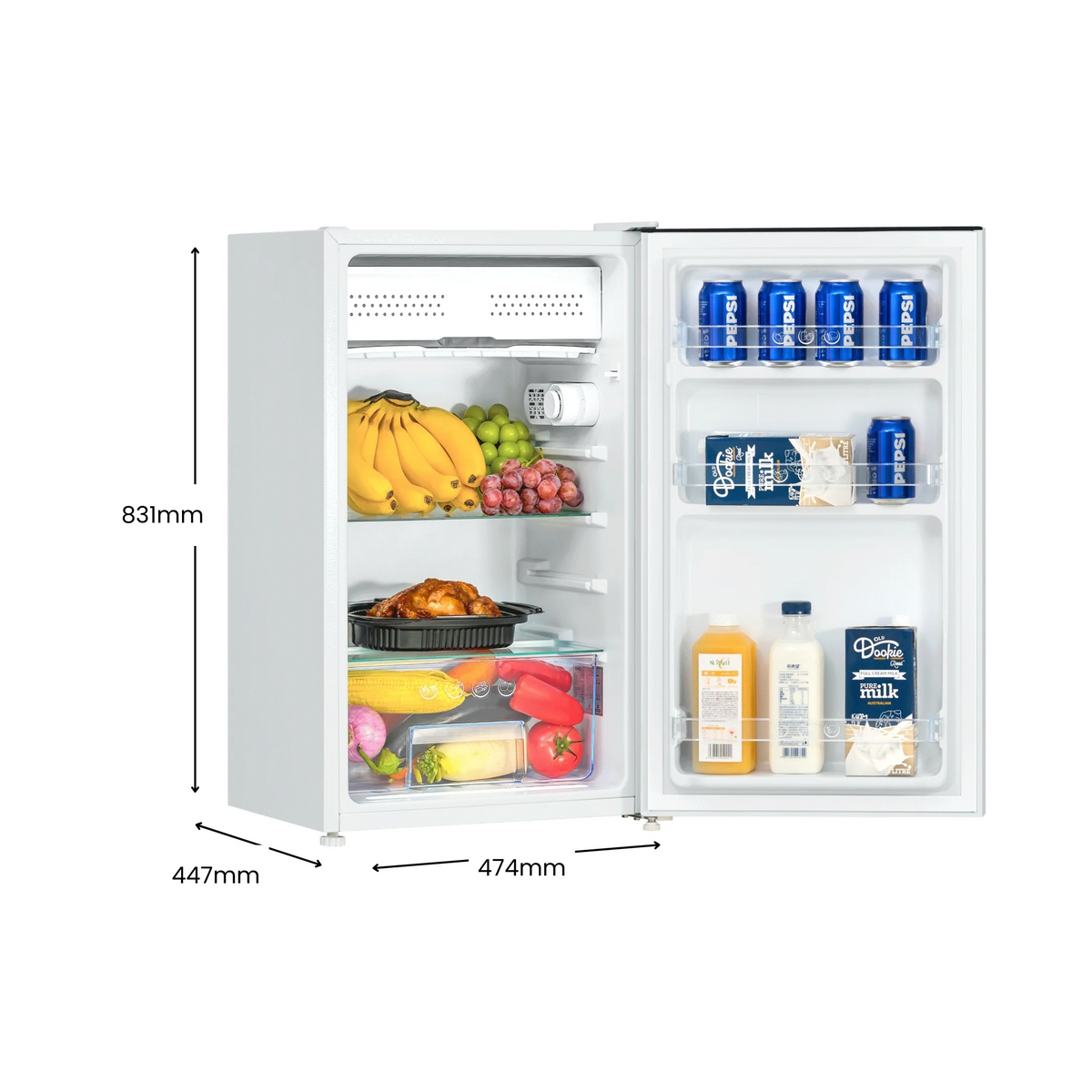 CHiQ 90L Single Door Bar Fridge White CSR092DW